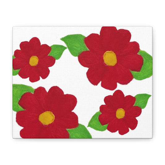 Floral Canvas Art Print - Vibrant Red Flower Design